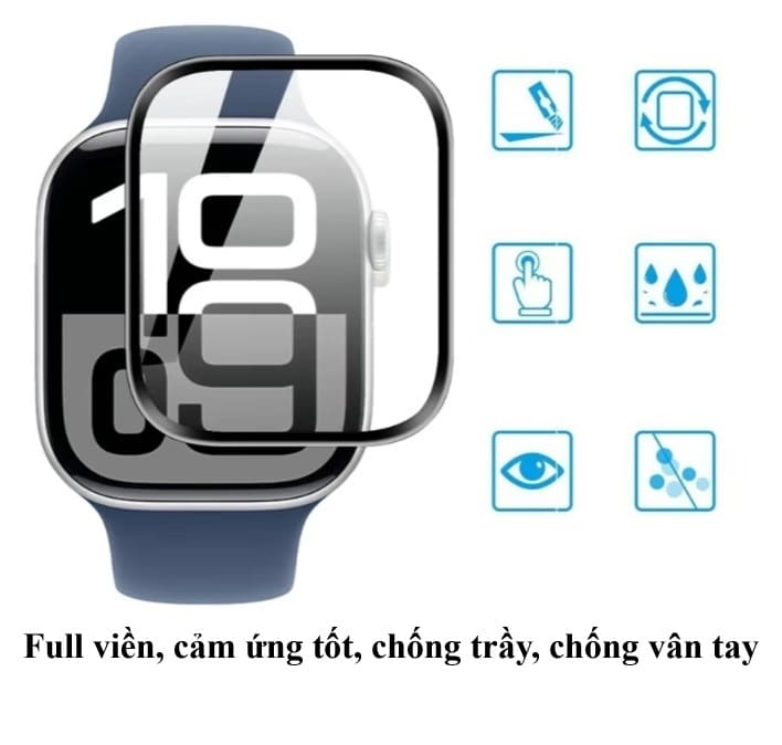 Miếng dán kính Apple Watch full viền trong suốt