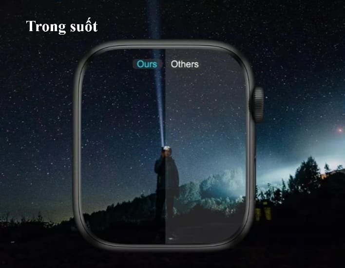 So sánh kính cường lực cao cấp và thường trên Apple Watch về độ trong suốt